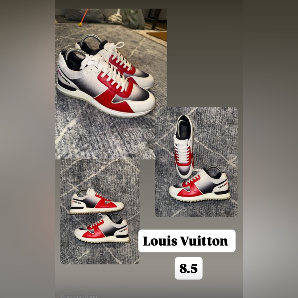 Louis Vuitton Red and Gray Sneakers Luxury Athletic Style
